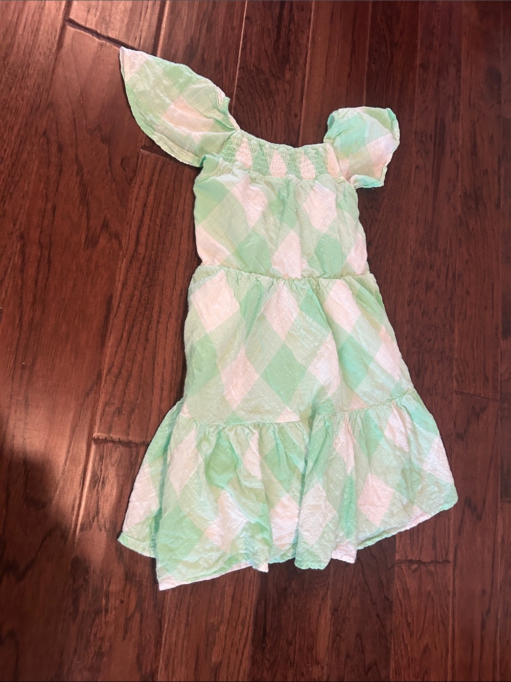 SALE - Cat & Jack Girls' Mint and White Check Flutter Sleeve Dress